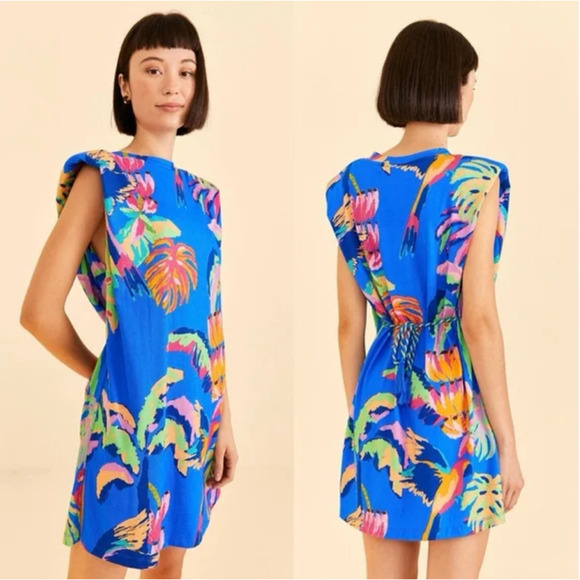 FARM RIO Painted Jungle T-Shirt Dress Multicolor Sleeveless Tropical - Picture 3 of 11